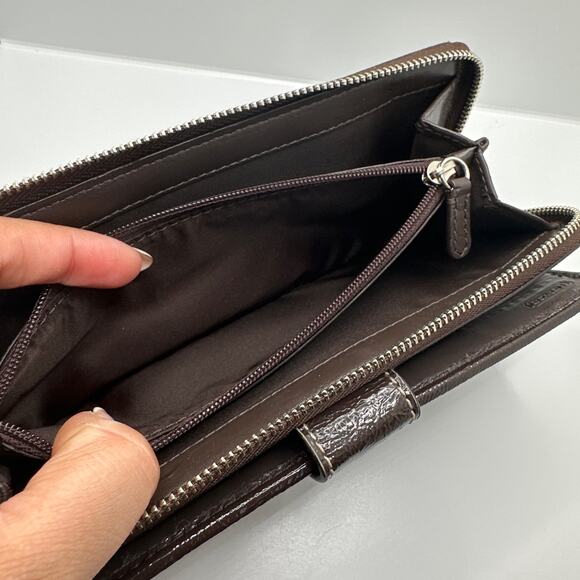 COACH Brown Signature Canvas Wallet - Picture 10 of 11